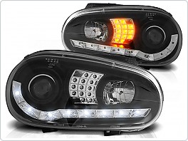 Přední světlomety, světla, lampy Volkswagen Golf 4, 1998-2003, LED Daylight, černé black 2+ LED blinkr LPVWB2