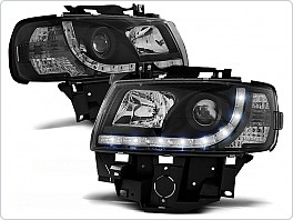 Přední světlomety, světla, lampy Volkswagen T4, 1996-2003, LED Daylight, černé black (BUS) LPVWB6