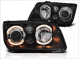 Přední světlomety, světla, lampy Volkswagen Bora, 1998-2005, Angel Eyes, černé black LPVWC0