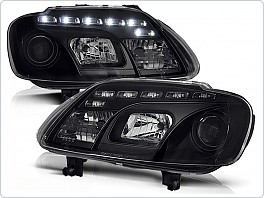 Přední světlomety, světla, lampy VW Volkswagen Touran, Caddy, 2003-2006, LED Daylight, černé black LPVWC4