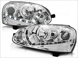 Přední světla Volkswagen Golf 5, 2003-2009, LED Daylight, chrom, XENON D2S + RL denní svícení LPVWD4