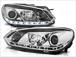 Přední světla Volkswagen Golf 6, 2009-, LED Daylight, chrom, H7 + RL denní svícení LPVWD0
