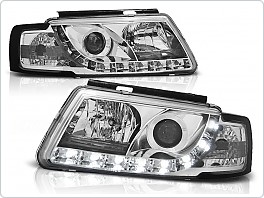 Přední světla Volkswagen Passat B5 3B, 1996-2000, LED Daylight, chrom + RL atest LPVWD6