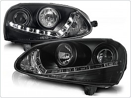 Přední světlomety, světla, lampy Volkswagen Golf 5, 2003-2009, LED Daylight, černé black, H7 + RL denní svícení  LPVWD3