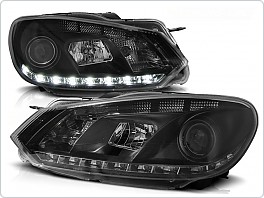 Přední světlomety, světla, lampy Volkswagen Golf 6, 2009-, LED Daylight, černé black, H7 + RL denní svícení LPVWD1