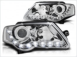 Přední světla Volkswagen Passat 3C, 2005-2010, LED Daylight, chrom LPVWE0