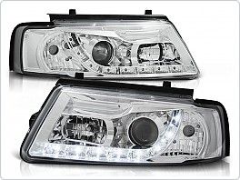 Přední světla Volkswagen Passat B5 3B, 1996-2000, LED Daylight, chrom LPVWE6