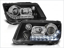 Přední světlomety, světla, lampy Volkswagen Bora, 1998-2005, LED Daylight, černé black LPVWE9