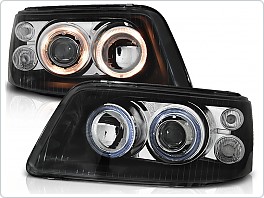 Přední světlomety, světla, lampy Volkswagen VW T5, 2003-2009, Angel Eyes, černé black LPVWE5
