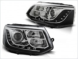 Přední světla Volkswagen T5, 2010-, LED Daylight, černé black s homologovaným denním svícením LPVWG1