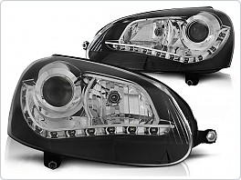 Přední světlomety, světla, lampy Volkswagen Golf 5, 2003-2009, LED Daylight, černé black LPVWG5