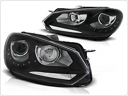 Přední světlomety, světla, lampy Volkswagen Golf 6, 2009-, LED Daylight, černé