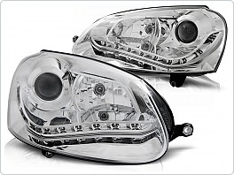 Přední světla Volkswagen Golf 5, 2003-2009, LED Daylight, chrom, XENON D2S LPVWH8