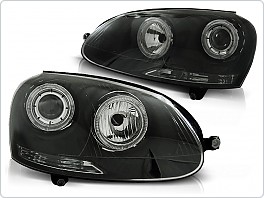 Přední světlomety, světla, lampy Volkswagen Golf 5, 2003-2009, Angel Eyes, černé, VÝPRODEJ