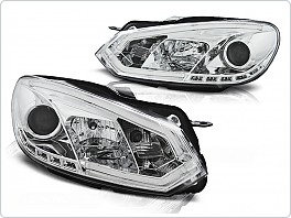Přední světla VW Golf 6, VI 2009- Tube Light, chrom, denní svícení RL00, LPVWi4