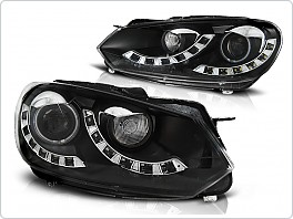 Přední světlomety Volkswagen Golf 6, 2009-, LED Daylight, černé black, s homologovaným denním svícením v obou pruzích LPVWI7