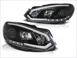 Přední světlomety, světla, lampy VW Golf 6, VI 2009- Tube Light, černé black, denní svícení RL00, LPVWi5