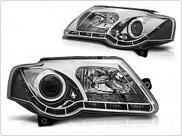 Přední světla Volkswagen Passat 3C, 2005-2010, LED Daylight, chrom s denním svícením LPVWJ6