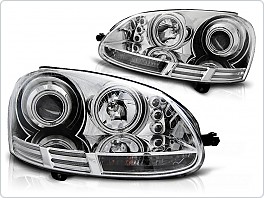 Přední světla VW Golf 5, 2003-2009, Angel Eyes CCFL, chrom LPVWJ0