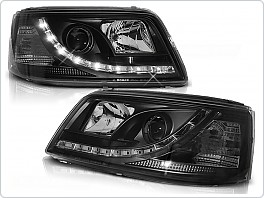 Přední světlomety, světla, lampy VW T5, 03-08, LED Daylight černé s DRL LPVWJ9