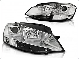 Přední světla, lampy VW Volkswagen Golf 7, 2012-, U-type LED, chrom LPVWK5