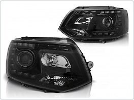 Přední světlomety, světla, lampy VW Volkswagen T5, 2010 - LED Daylight, černé black s homologací LPVWK3