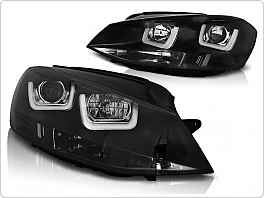 Přední světlomety, světla, lampy, lampy VW Volkswagen Golf 7, 2012-, U-type LED, černé black LPVWK6