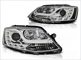 Přední světla, lampy Volkswagen, VW Jetta, 2011-, Tube light tru DRL, chrom, LPVWL4