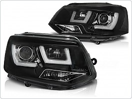 Přední světlomety, světla, lampy VW T5, reflektory Volkswagen T5, 2010-, U-type LED, DRL, černé black, LPVWL2
