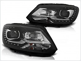 Přední světlomety, světla, lampy VW Volkswagen Touran 2009-, LED Daylight DRL, černé black, LPVWL3 s denním svícením