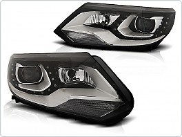 Přední světlomety, světla, lampy VW Tiguan, 2011-, LED Daylight DRL, černé black LPVWM0 s denním svícením