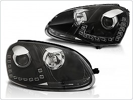 Přední světlomety, světla, lampy, lampy VW Golf 5, 2003-2009, LED Daylight s DRL, černé black LPVWM6