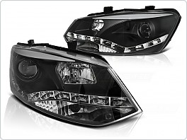 Přední světla, světlomety, lampy VW Polo 6R 2009-2014, LED DRL, černé black, LPVWN4