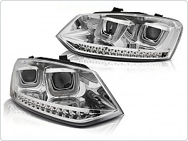 Přední světla, světlomety, lampy VW Polo 6R, 2009-2014, U-LED BAR DTS, chrom, LPVWN1