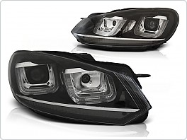 Přední světla U-LED denními světly VW Golf 6 08-12 černé 