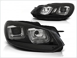 Přední světla U-LED denními světly VW Golf 6 08-12 černé 