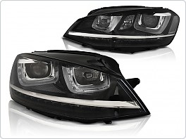 Přední světla VW golf 7, U-type led, DRL, černá
