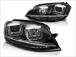 Přední světla VW Golf 7 2012-2017, U-TYPE, s led drl denním svícením a dynamickým blinkrem 