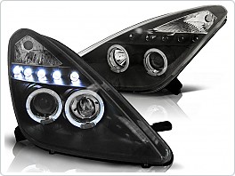 Přední světlomety, světla, lampy Toyota Celica, 1999-2005, Angel Eyes, černé black LPTO14