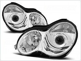 Přední světla Mercedes W203, C-clase, 2000-2004, chrom, čirá LPME18
