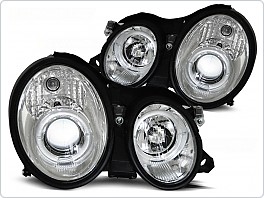 Přední světla Mercedes W208, CLK, 1997-2002, Angel Eyes, chrom