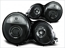 Přední světla Mercedes W210, E-clase, 1995-1999, Angel Eyes, černá black