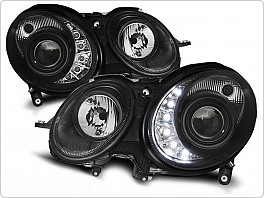 Přední světla Mercedes W211, E-clase, 2002-2006, LED Daylight, černé black