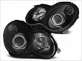 Přední světla Mercedes W203, C-clase, 2000-2004, černá black, čirá