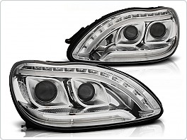 Přední světla, lampy Mercedes W220, classe S, 1998-2005, Tube Light, chrom, LPME96