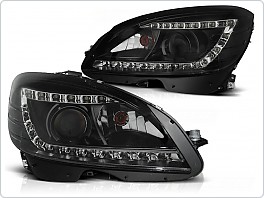 Přední světlomety, lampy Mercedes W204, classe C, 2007-2010, LED Daylight, černé black, LPME91