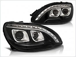 Přední světlomety, lampy Mercedes W220, classe S, 1998-2005, Tube Light, černé black, LPME97