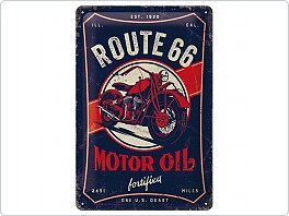 Plechová cedule Route 66, Motor Oil, 20x30cm