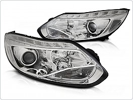 Přední světla, světlomety, lampy Ford Focus MK3, 2011-2014, LED, chromové