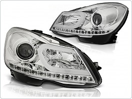 Přední světla, lampy, LED světlomety Mercedes C-Class W204, 2011-2014, TubeLight, chromové